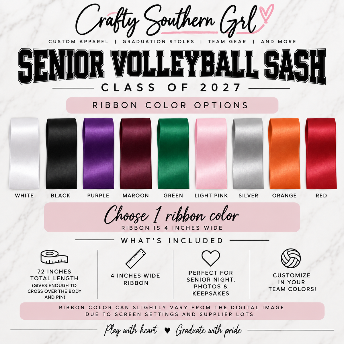 Senior Volleyball Sash – Class of 2027