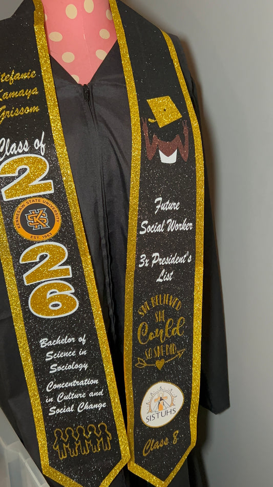 The Showstopper | Custom Full Glitter Graduation Stole