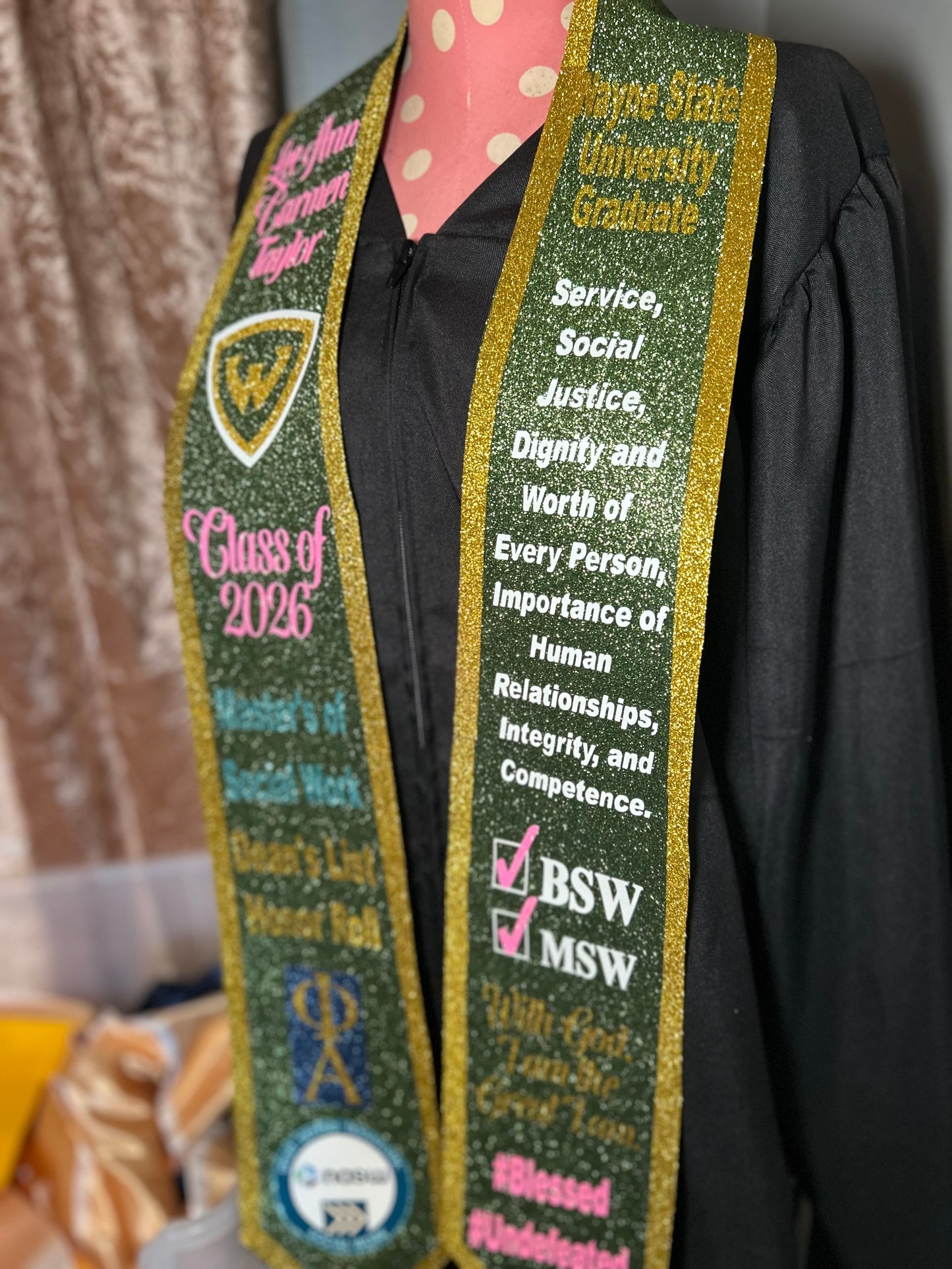 The Showstopper | Custom Full Glitter Graduation Stole