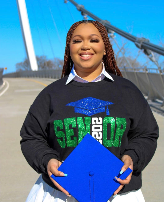Personalized Senior Sweatshirt | Custom Glitter Class Year Crewneck