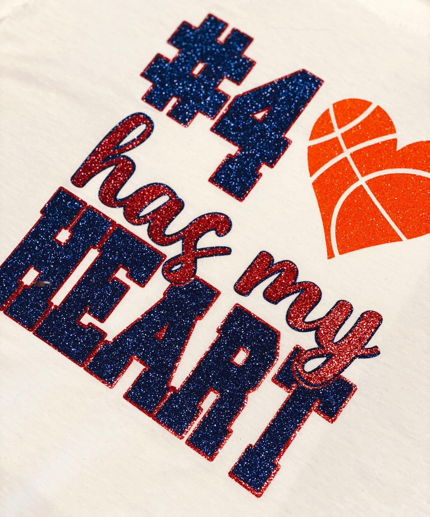 HAS MY HEART Basketball Tee Front and Back Design